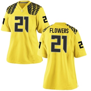 Aaron Flowers Game Gold Women's Oregon Ducks Football Jersey