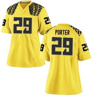 Ashton Porter Game Gold Women's Oregon Ducks Football Jersey