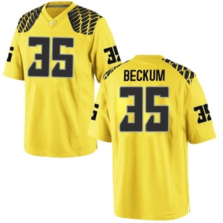 DJ Beckum Game Gold Men's Oregon Ducks Football Jersey