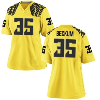 DJ Beckum Replica Gold Women's Oregon Ducks Football Jersey