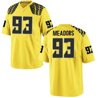 Grant Meadors Game Gold Men's Oregon Ducks Football Jersey