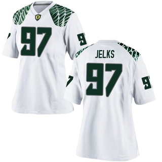 Jalen Jelks Game White Women's Oregon Ducks Football Jersey