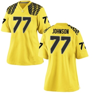 Jericho Johnson Game Gold Women's Oregon Ducks Football Jersey