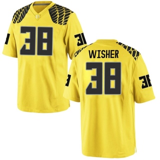 Kade Wisher Game Gold Men's Oregon Ducks Football Jersey