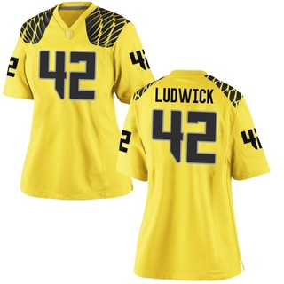 Kaden Ludwick Game Gold Women's Oregon Ducks Football Jersey