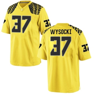 Max Wysocki Game Gold Men's Oregon Ducks Football Jersey